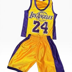 Kobe Bryant yellow & purple basketball jersey and shorts set 6 months size